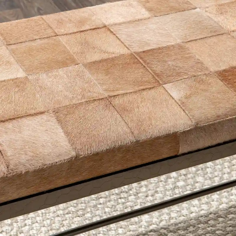 Classic Home Achen Leather Hide Ottoman Bench