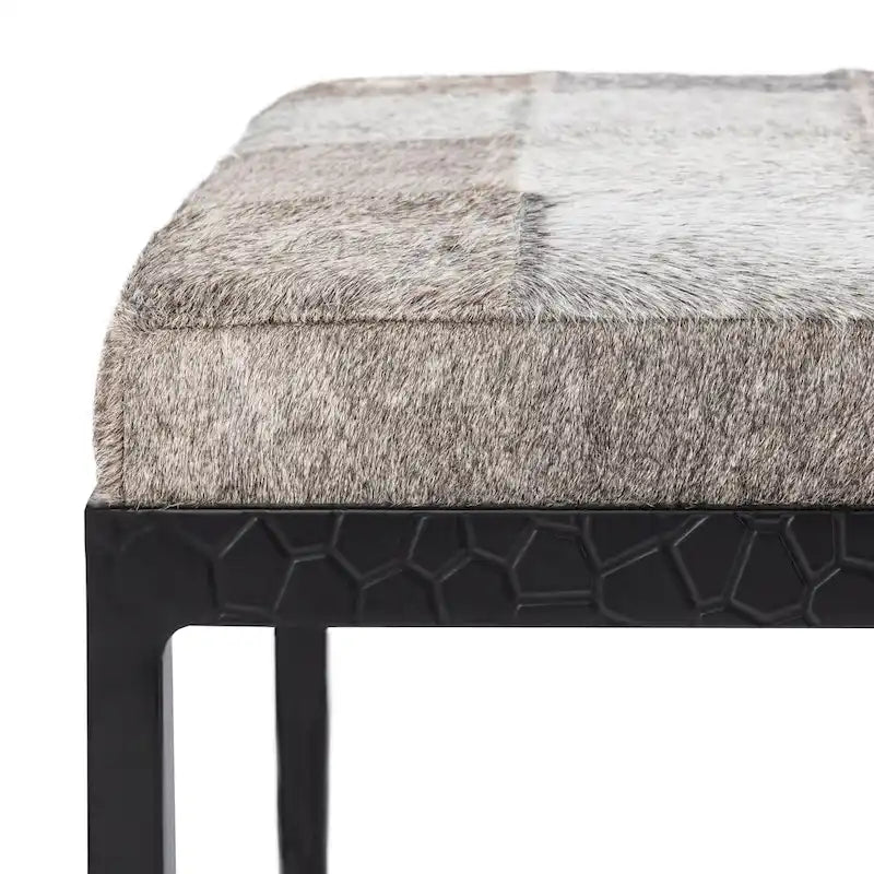 Classic Home Achen Leather Hide Ottoman Bench