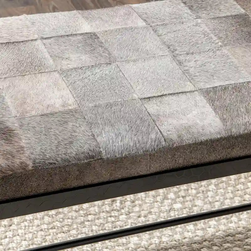 Classic Home Achen Leather Hide Ottoman Bench