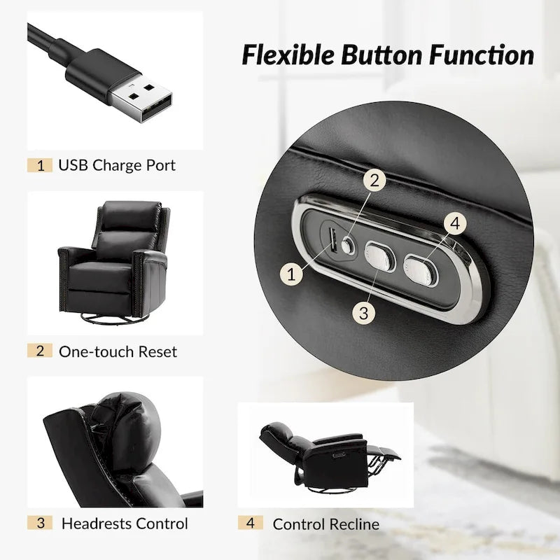 Tobias Traditional Swivel And Rocker Power Recliner Set of 2 by HULALA HOME