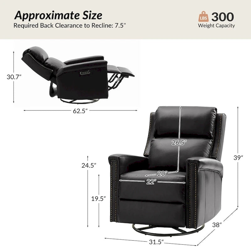 Tobias Traditional Swivel And Rocker Power Recliner Set of 2 by HULALA HOME