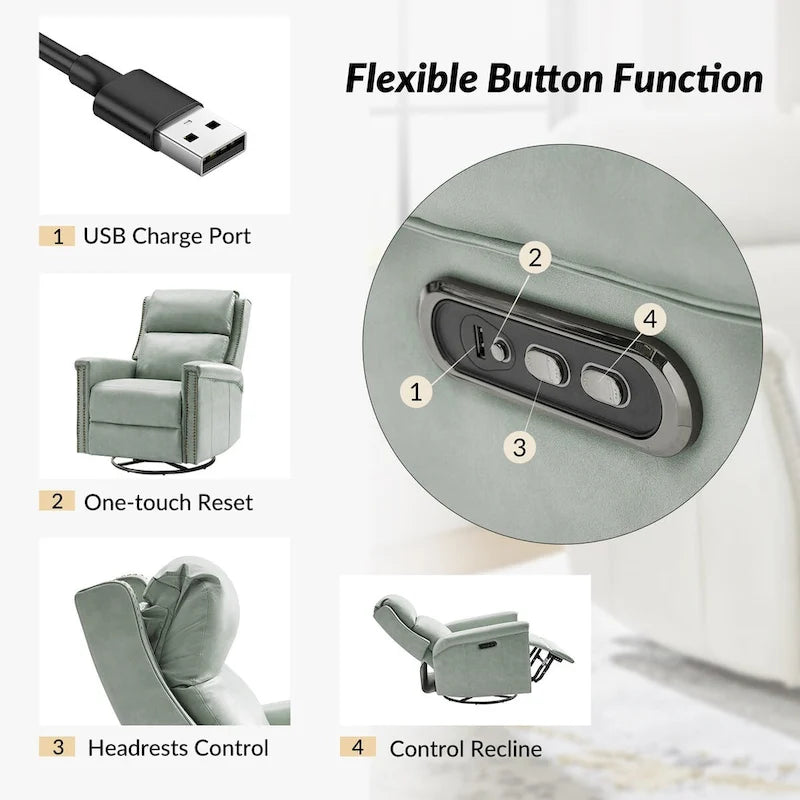 Tobias Traditional Swivel And Rocker Power Recliner Set of 2 by HULALA HOME