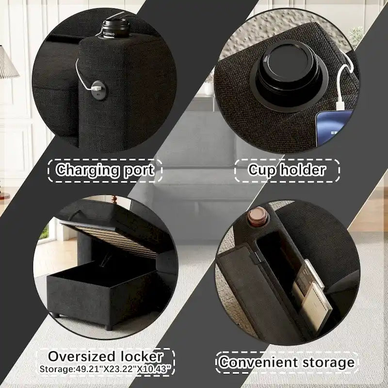 2 in 1 Pull Out Sofa Bed with Storage and Charging Port