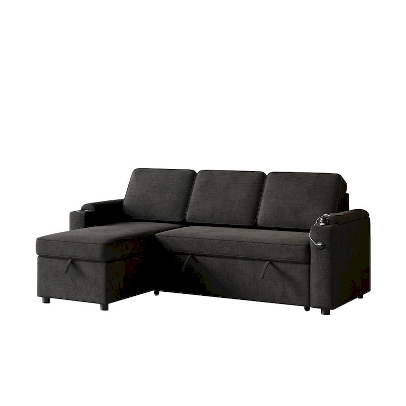 2 in 1 Pull Out Sofa Bed with Storage and Charging Port