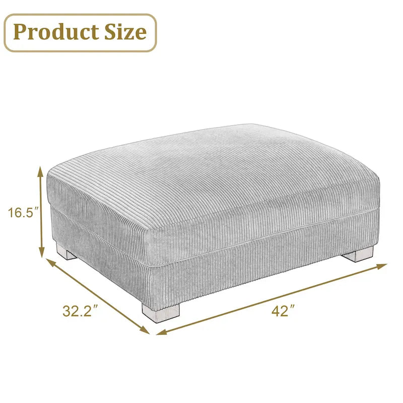 Rectangle Corduroy Ottoman for Living Room