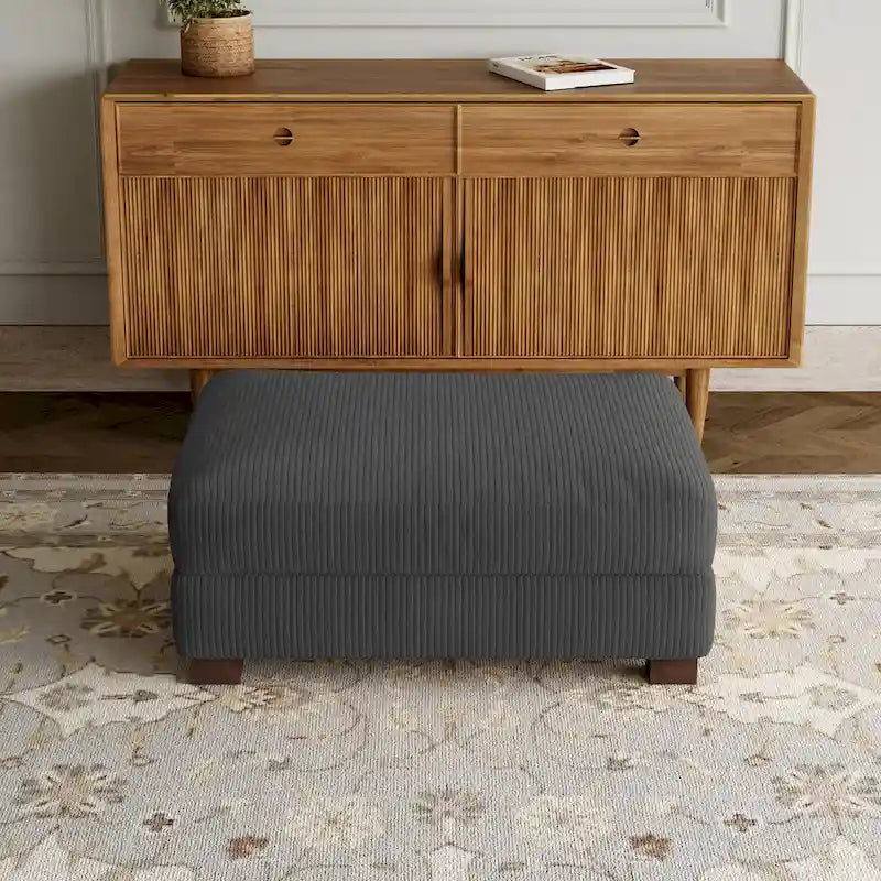 Rectangle Corduroy Ottoman for Living Room