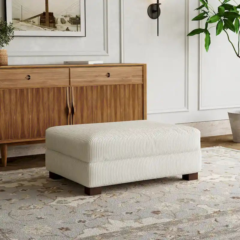 Rectangle Corduroy Ottoman for Living Room
