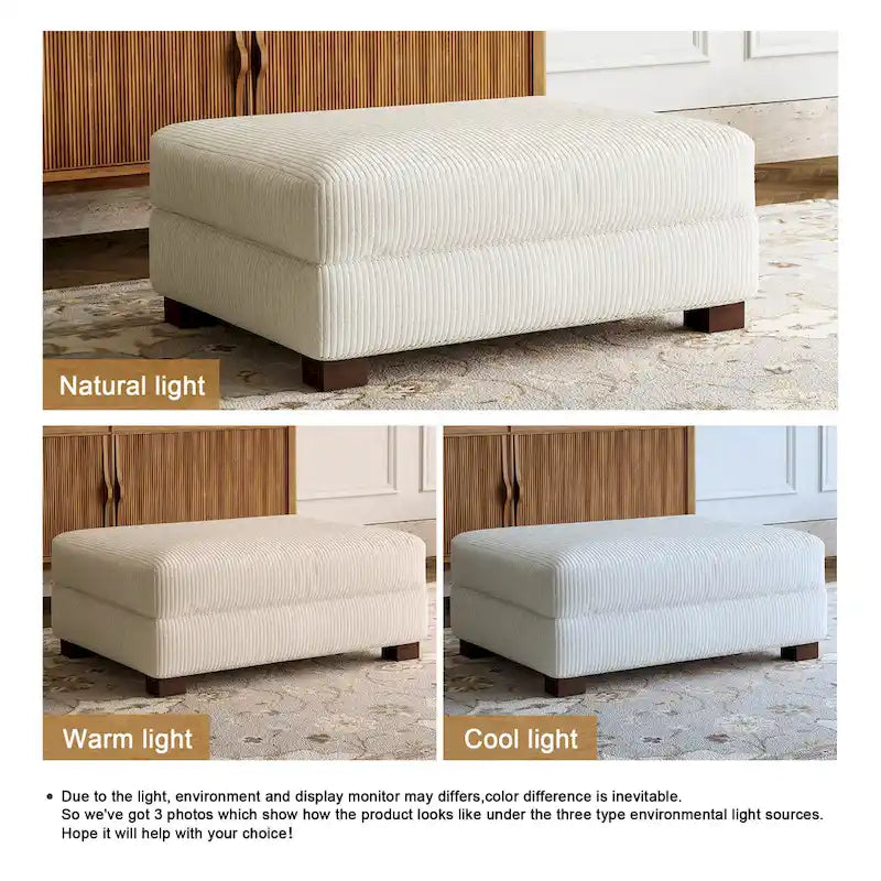 Rectangle Corduroy Ottoman for Living Room