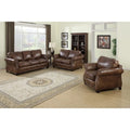 Sterling Cognac Brown Italian Leather Sofa, Loveseat and Chair Set