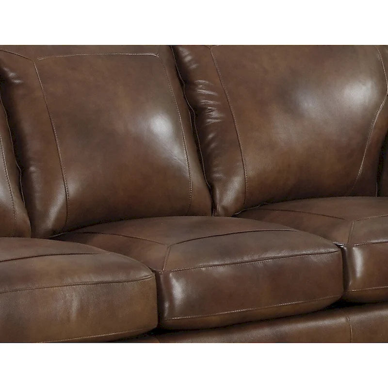 Sterling Cognac Brown Italian Leather Sofa, Loveseat and Chair Set