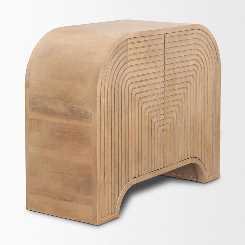 Sorina Reverse Fluted Light Brown Wood Accent Cabinet - 40.0L x 16.0W x 32.0H