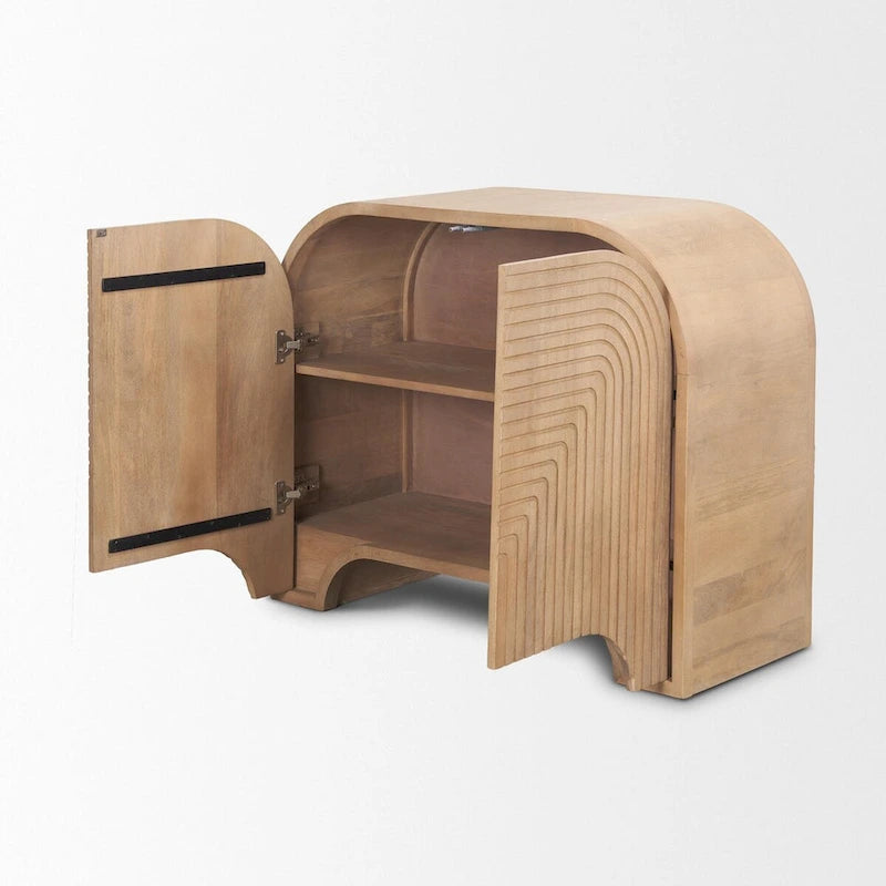 Sorina Reverse Fluted Light Brown Wood Accent Cabinet - 40.0L x 16.0W x 32.0H