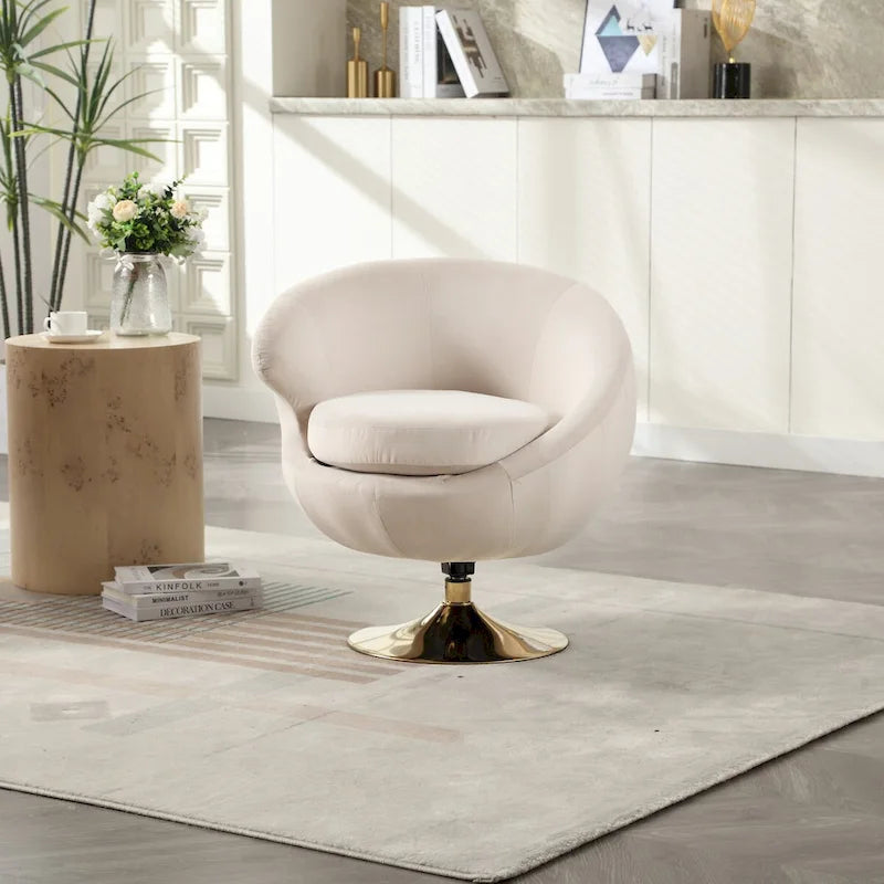 HOMEFUN Velvet 360 Degree Swivel Left Cuddle Barrel Accent Chairs