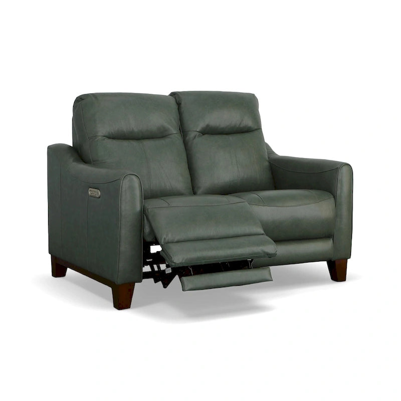 Forte 57 Genuine Leather Round Arm Reclining Loveseat