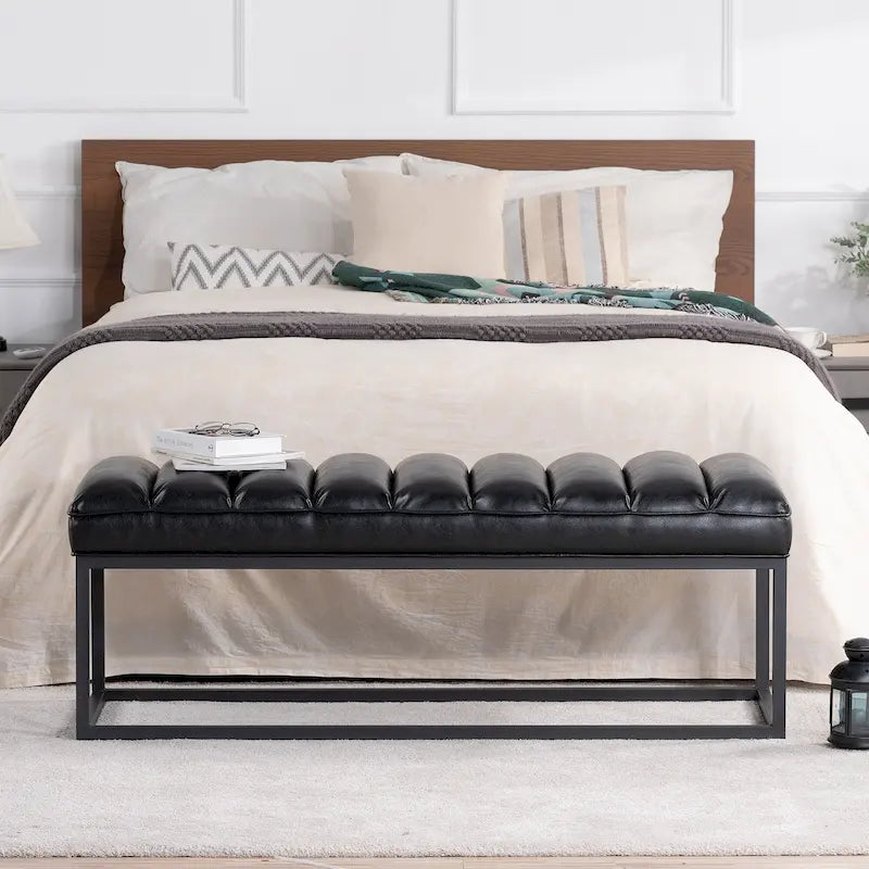 Modern Metal Base Upholstered Bench for Bedroom for Entryway