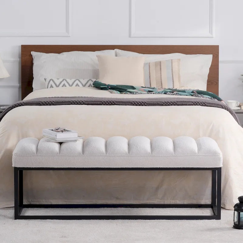 Modern Metal Base Upholstered Bench for Bedroom for Entryway