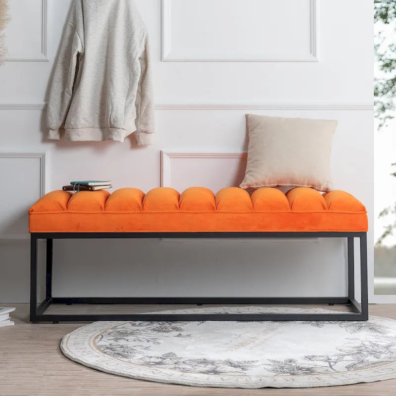 Modern Metal Base Upholstered Bench for Bedroom for Entryway