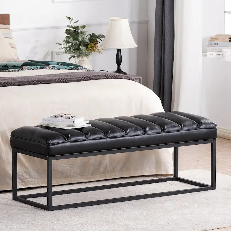 Modern Metal Base Upholstered Bench for Bedroom for Entryway
