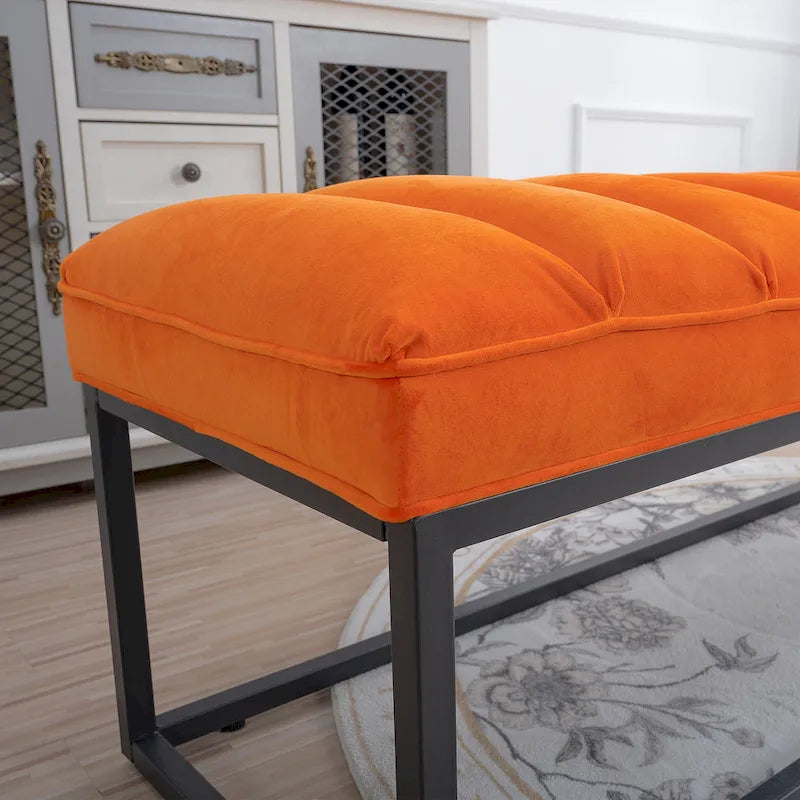 Modern Metal Base Upholstered Bench for Bedroom for Entryway