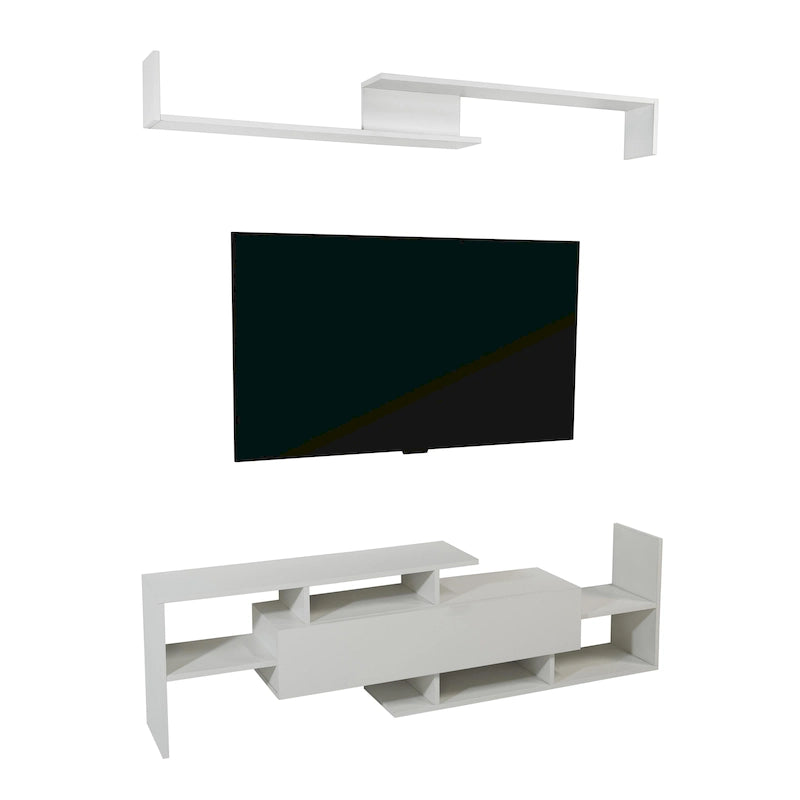 Surrey 60.2 2 Pc 1-Drawer Floating TV Stand Media Console with Open Shelves