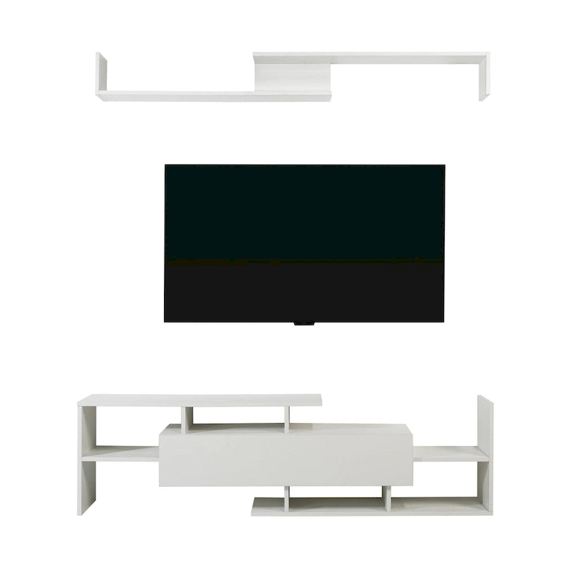 Surrey 60.2 2 Pc 1-Drawer Floating TV Stand Media Console with Open Shelves
