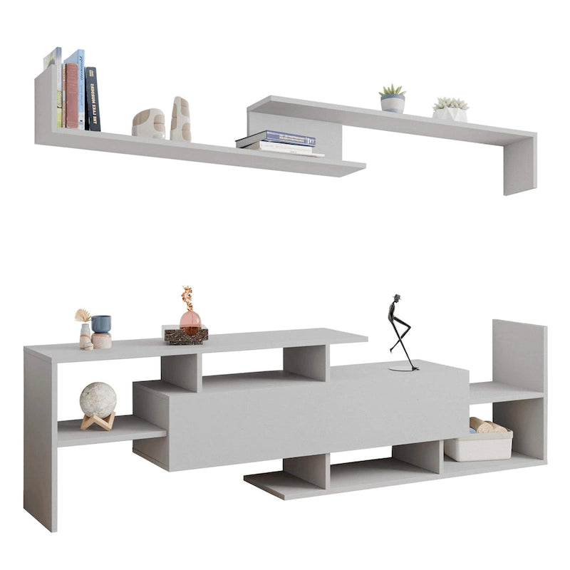 Surrey 60.2 2 Pc 1-Drawer Floating TV Stand Media Console with Open Shelves