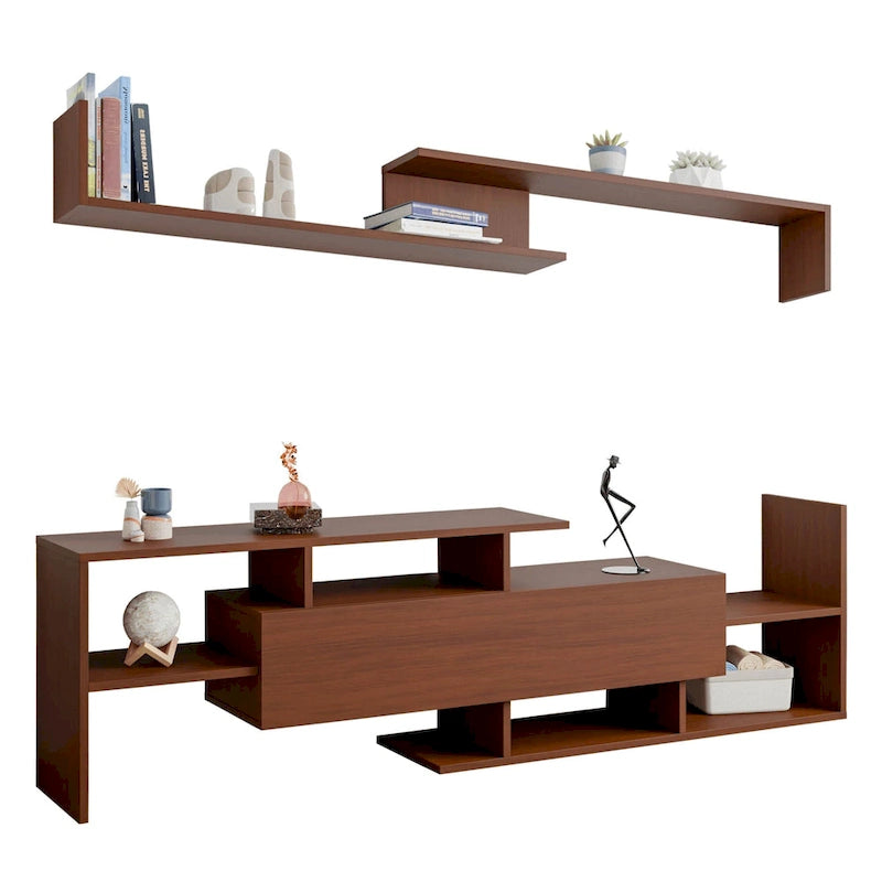 Surrey 60.2 2 Pc 1-Drawer Floating TV Stand Media Console with Open Shelves