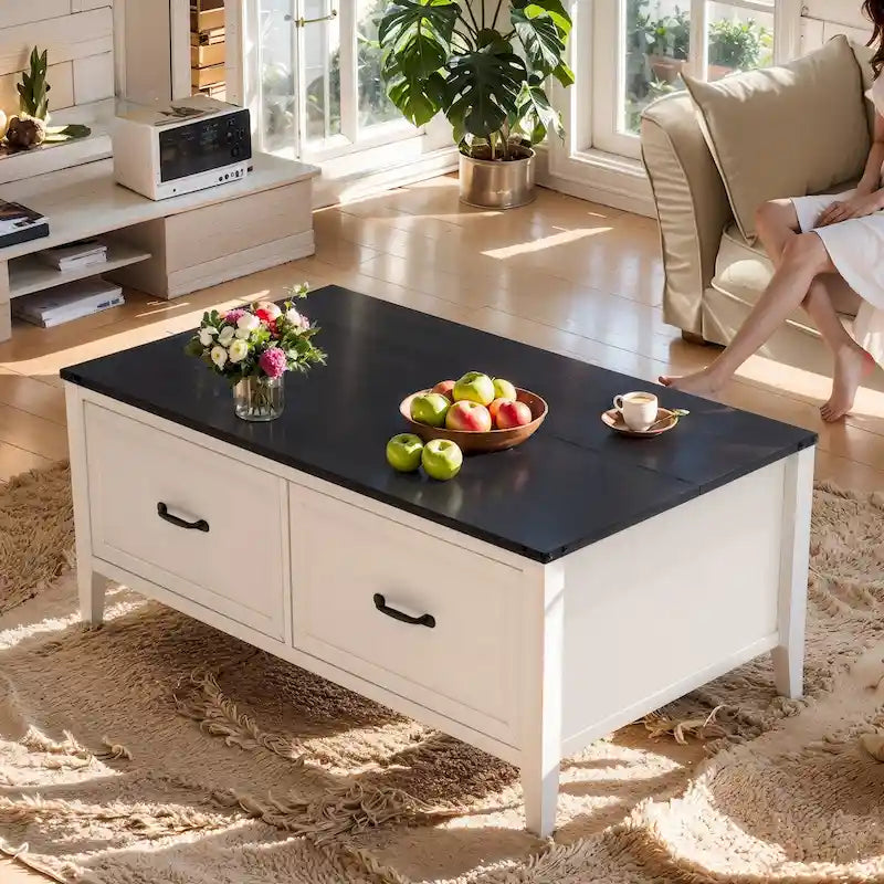 Pellebant Farmhouse Coffee Table with Hidden Storage Compartment