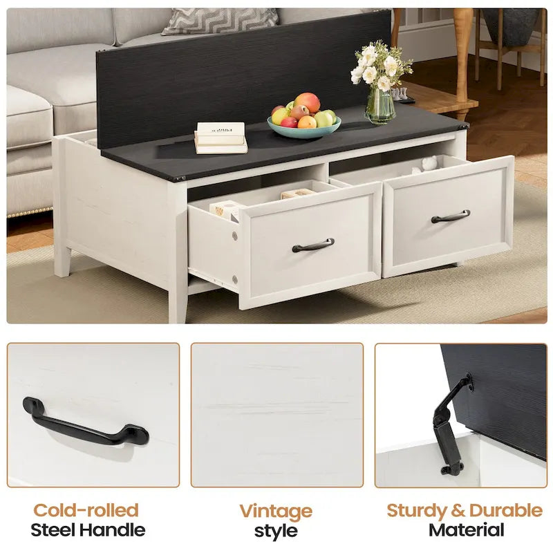 Pellebant Farmhouse Coffee Table with Hidden Storage Compartment