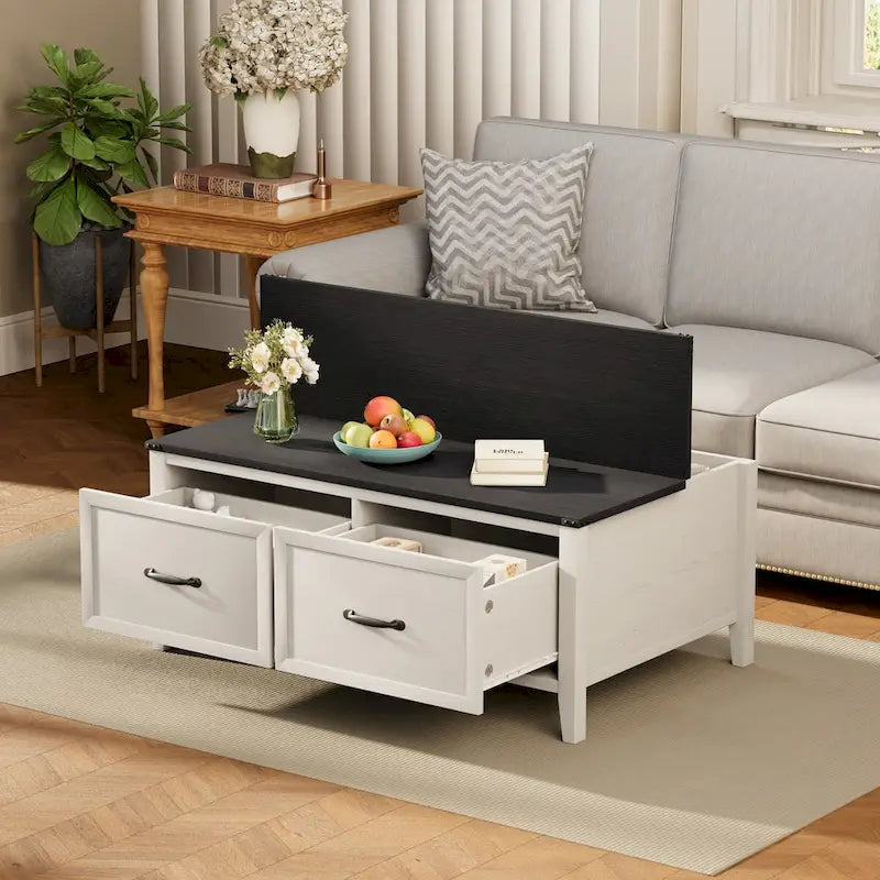 Pellebant Farmhouse Coffee Table with Hidden Storage Compartment