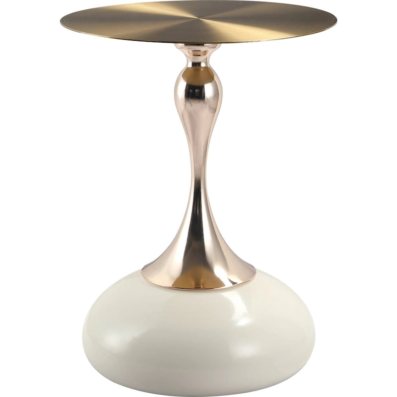 Savoy 18-Inch Round Side Table in Gold Stainless-Steel End Table with a Round Pedestal base