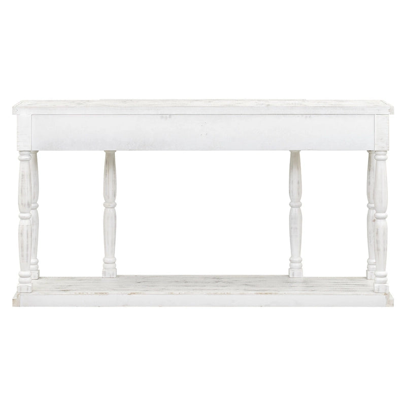 Retro Senior Console Table for Hallway Living Room Bedroom with 4 Front Facing Storage Drawers and 1 Shelf