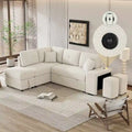 Sectional Sofa Pull Out Sofa Bed with Storage Ottoman, Convertible Sleeper for Living Room