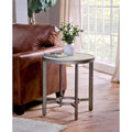 Corfu White Oak Wood Top Round End Table with Metal Frame
