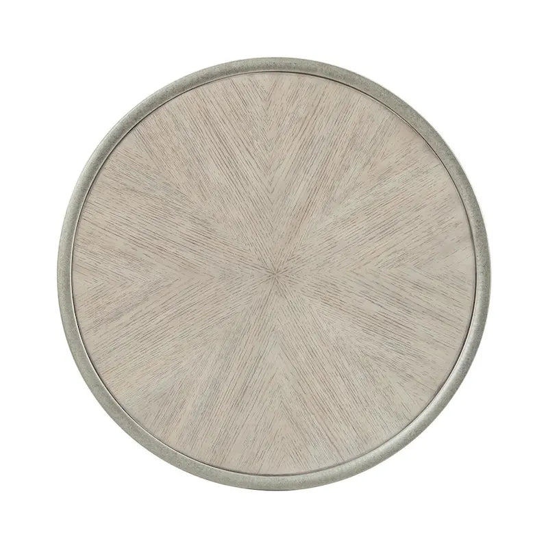 Corfu White Oak Wood Top Round End Table with Metal Frame