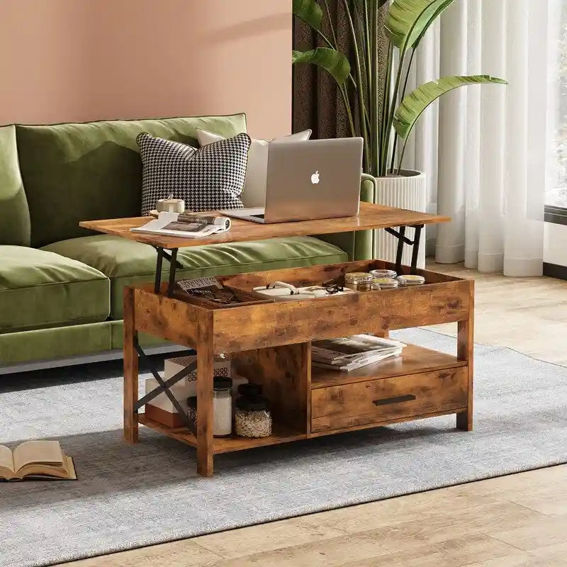 Coffee Table for Living Room with Storage - 18.9D x 38.58W x 17.83H
