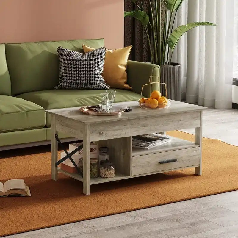 Coffee Table for Living Room with Storage - 18.9D x 38.58W x 17.83H
