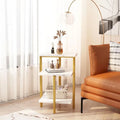 Modern 3 Tier End Table with Marble Tabletop