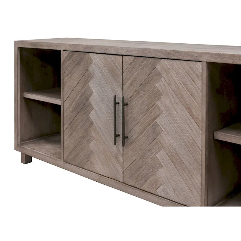 80 Two Door TV Console, Entertainment Stand, Wood Accent Cabinet, Fully Assembled, Gray - 80W x 32H x 16D