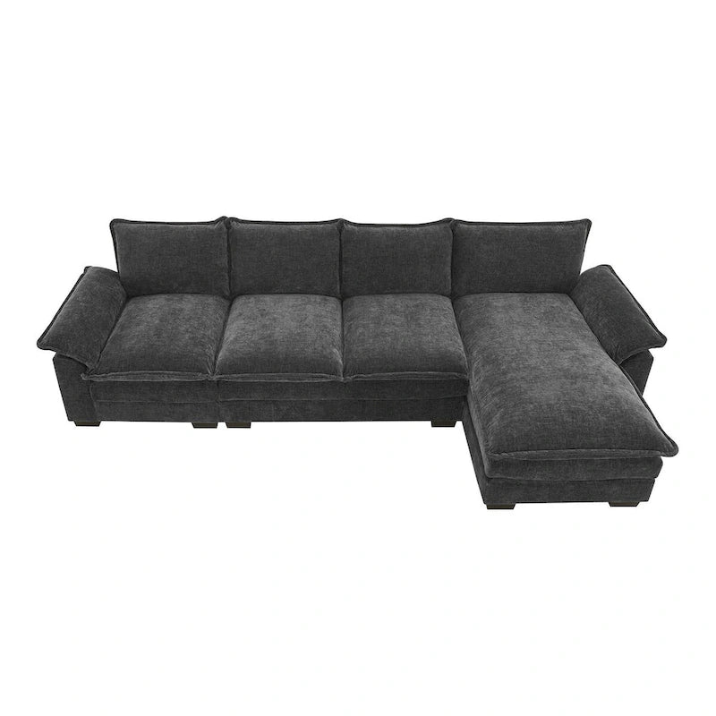 Harper&Bright Designs Modern L-shaped Chenille Cloud Sofa with Double Seat