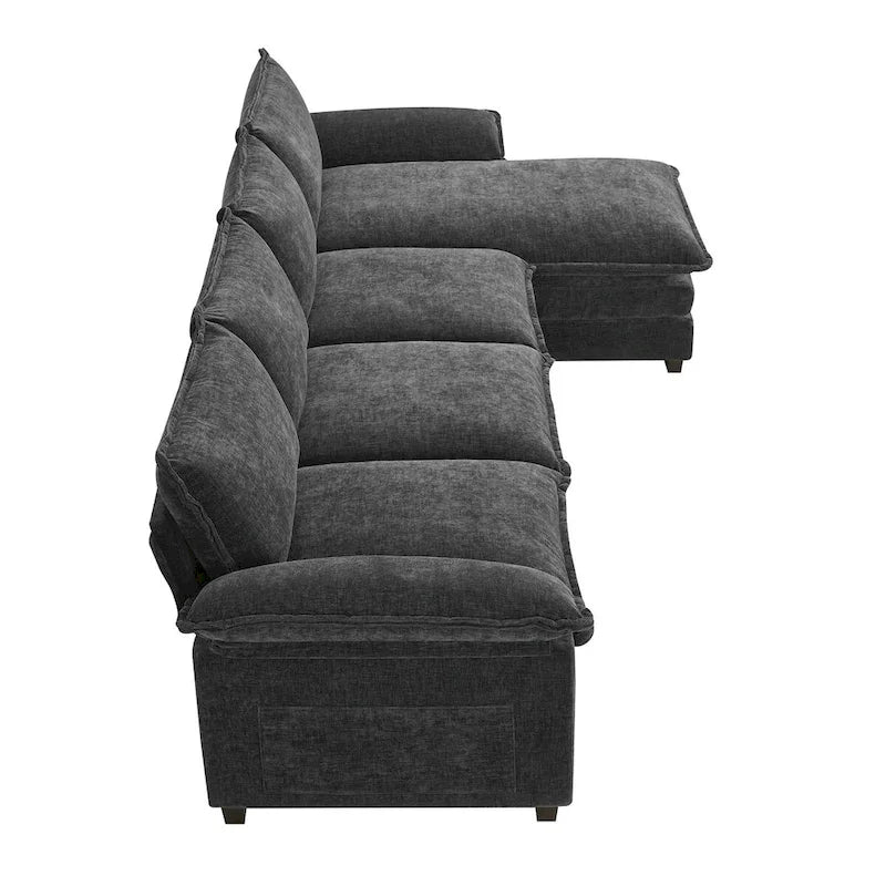 Harper&Bright Designs Modern L-shaped Chenille Cloud Sofa with Double Seat
