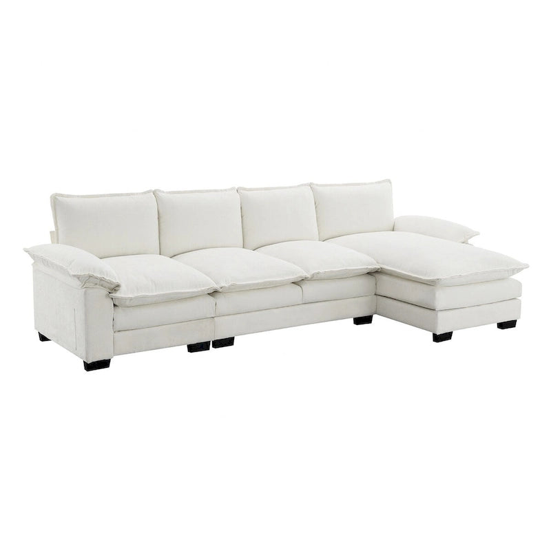 Harper&Bright Designs Modern L-shaped Chenille Cloud Sofa with Double Seat