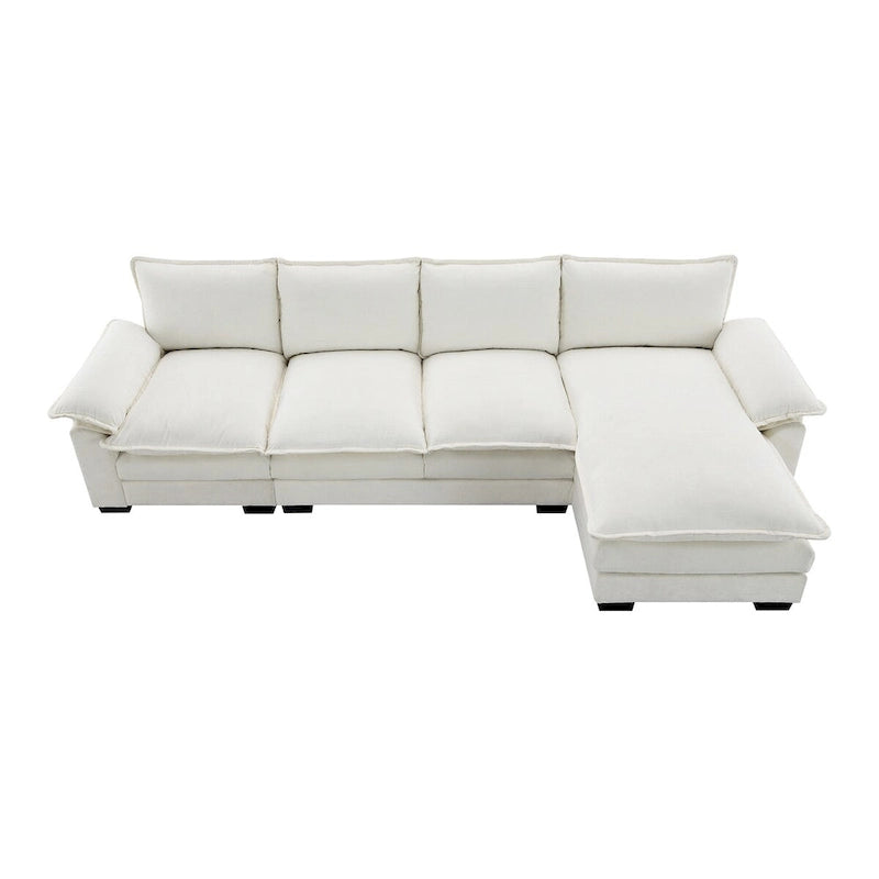 Harper&Bright Designs Modern L-shaped Chenille Cloud Sofa with Double Seat