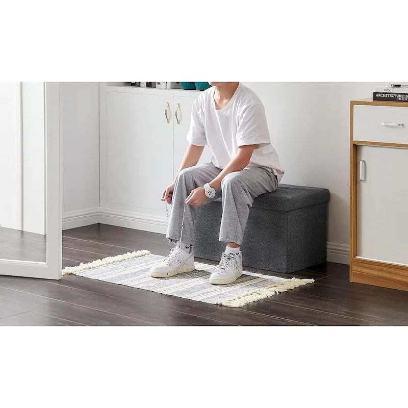 43in Foldable Storage Ottoman, Storage Chest for Bedroom End of Bed, Large Ottoman Bench Foot Rest Stool for Living Room