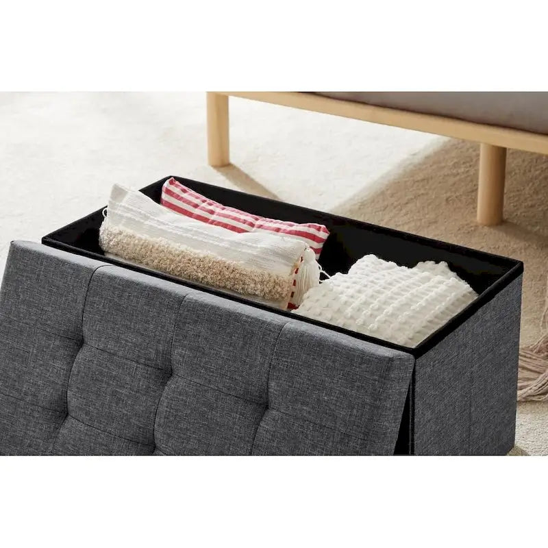 43in Foldable Storage Ottoman, Storage Chest for Bedroom End of Bed, Large Ottoman Bench Foot Rest Stool for Living Room