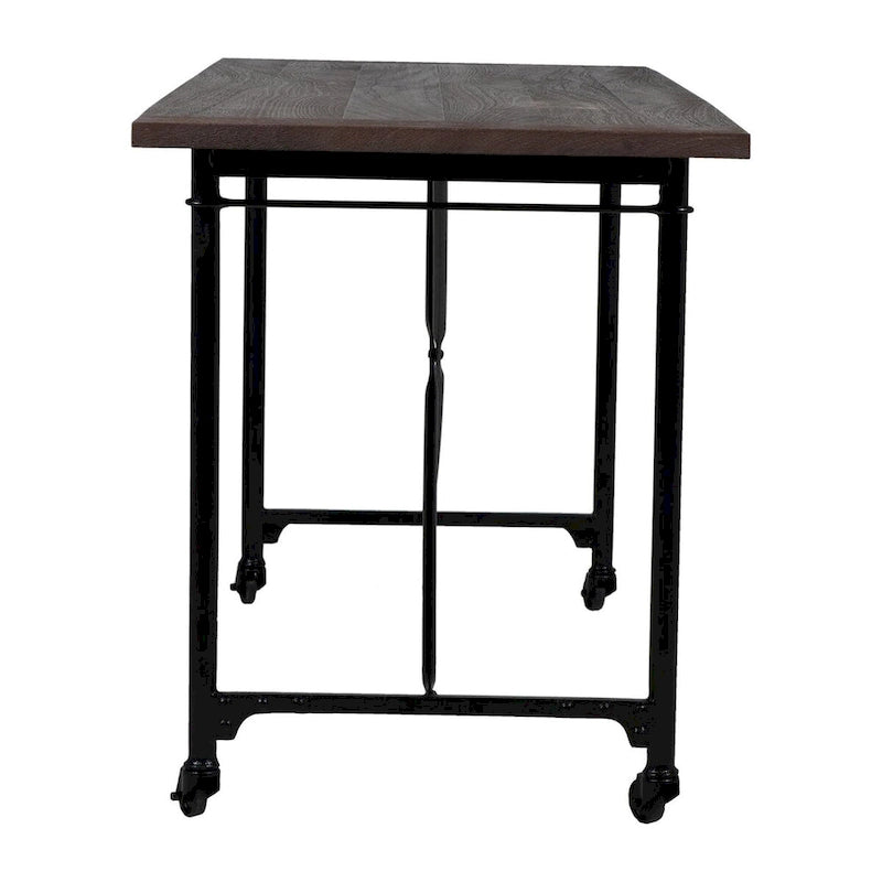 Conway 66-inch Industrial Wheeled Trestle Table - Mango Wood & Metal