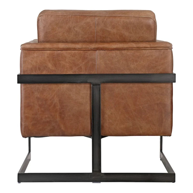 Aurelle Home Industrial Cappuccino Leather and Iron Club Chair
