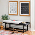 Aliza Grey Upholstered Solid Wood Bench with Tray