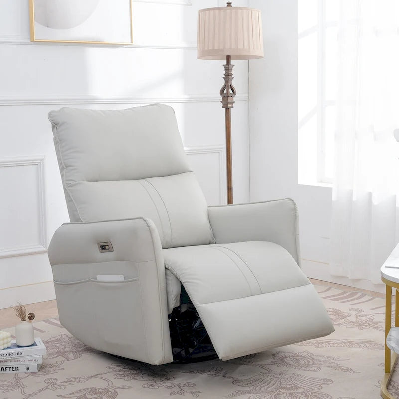 270 Power Swivel Rocker Recliner Chair, Electric Glider Reclining Sofa with USB Ports, Rocking Chair Nursery Recliners