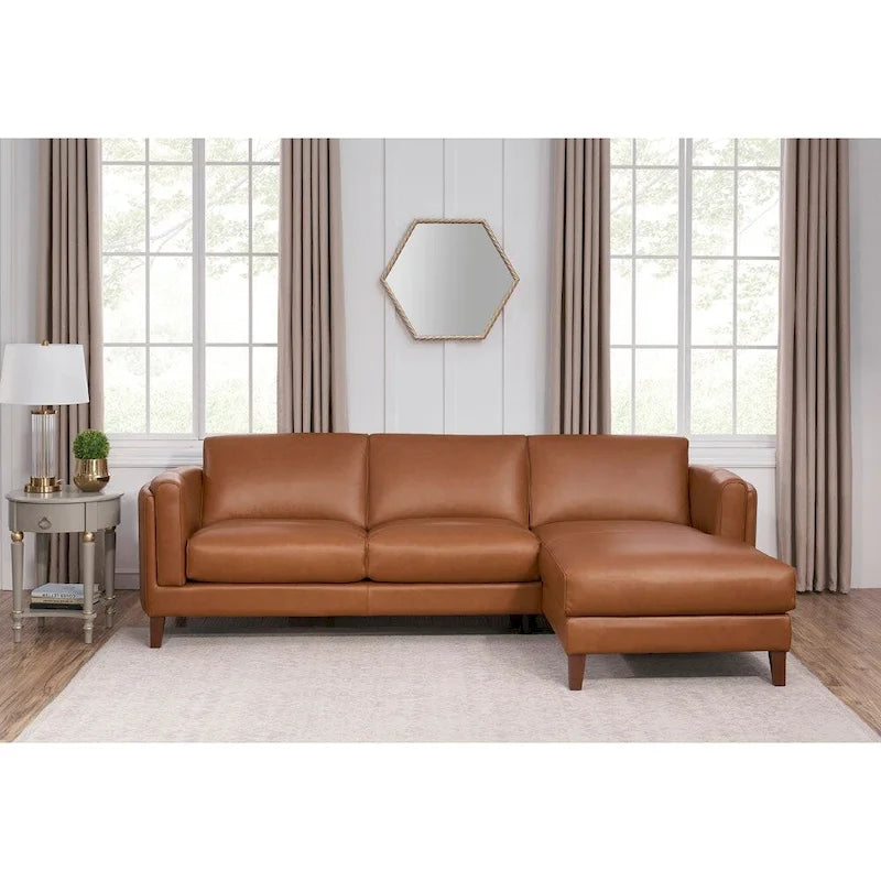 Hydeline Maui Top Grain Leather Sofa Chaise With Feather, Memory Foam and Springs